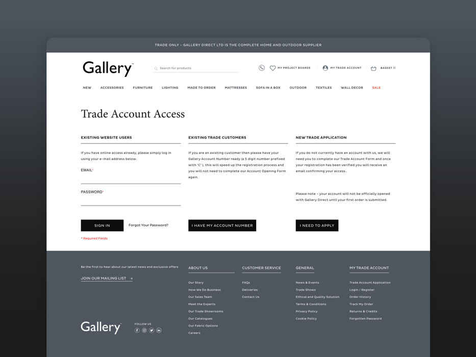 Gallery Desktop Trade Login